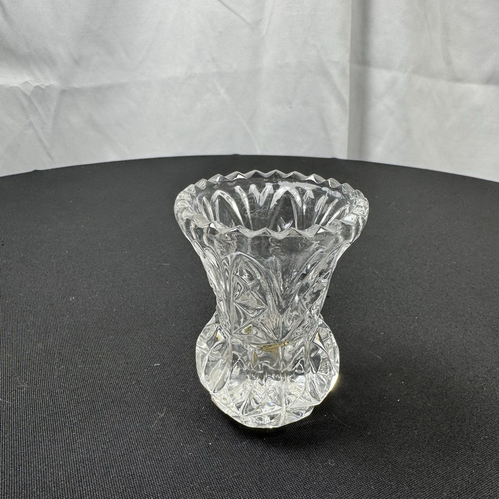 Vintage Kristal Zajecar 24% Lead Crystal Bud Vase Or Toothpick Holder 3"‎